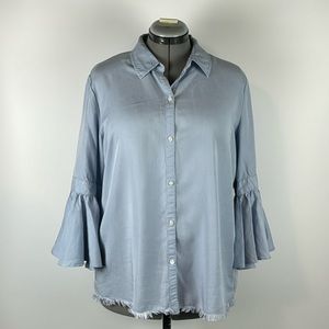 MARC NEW YORK (ANDREW MARC)™️ Women's Size L Light Blue 3/4 Sleeve  Shirt